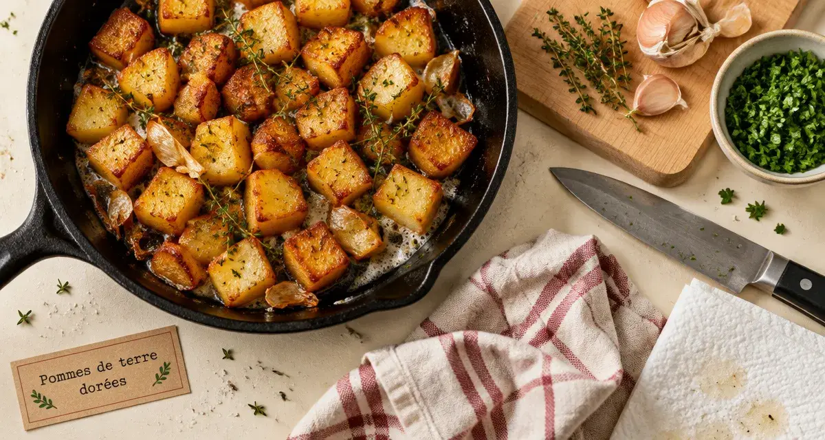 Pommes de terre sautées recette : dorure dorée et croustillante