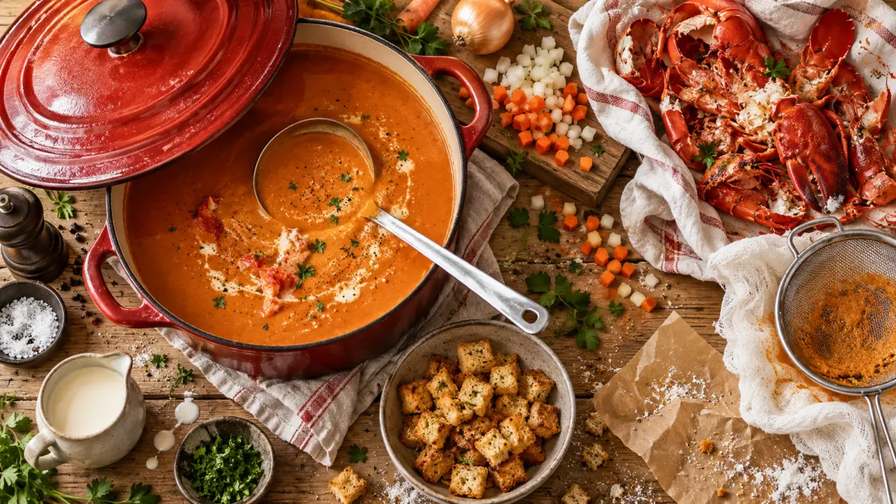 Recettes bisque de homard : carcasses et filtrage fin de la bisque